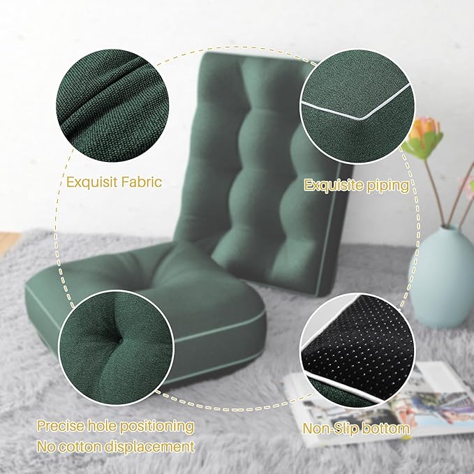 YZ HOME Rocking Chair Cushion, Set of Thicken Seat & Back Chair Cushions with Memory Foam, Non-Slip Chair Pad with Ties for for Indoor&Outdoor Rocker, Dark Green, 22x17x5/17x17x5