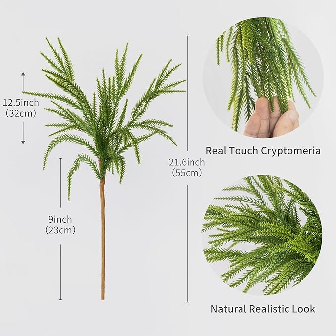 MISSPIN 30 Pcs 21.5 Inches Christmas Norfolk Pine Branches, Norfolk Pine Artificial Christmas Branches DIY Crafts Faux Pine Branches for Xmas Indoor Outdoor Home Decor