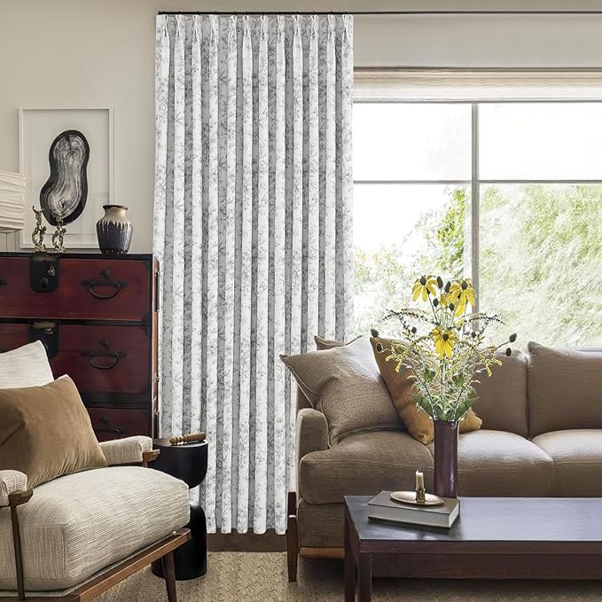 Pinch Pleated Vintage Floral Curtains - Room Darkening Drapes for Bedroom Living Room.2 Panels,60 Inches Wide 92 Inches Long