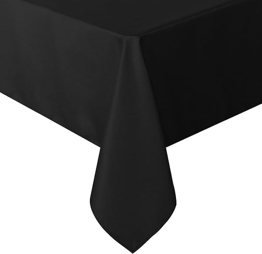 sancua Rectangle Tablecloth - 54 x 120 Inch - Water Resistant Spill Proof Washable Polyester Table Cloth, Decorative Fabric Table Cover for Dining Tables, Buffet Parties and Camping, Black