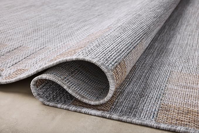 Loloi Amber Lewis Topanga Collection TOP-08 Silver/Natural 5'-3" x 7'-6" Indoor/Outdoor Area Rug