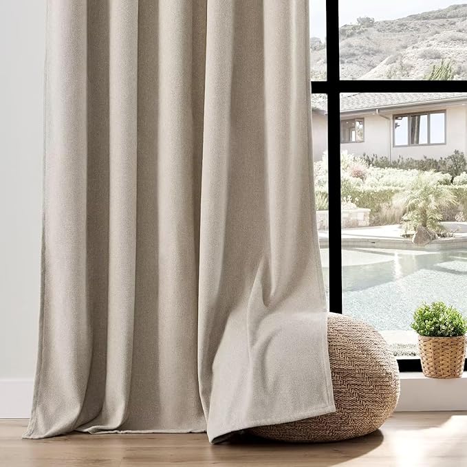 Joydeco Linen Curtains 90 Inch Length, Light Filtering Curtains for Bedroom Living Room, 52 Inches Wide Faux Linen Drapes with Rod Pockets (52x90 inch, Linen)
