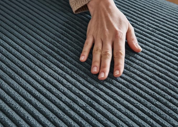 Nolany Modular Sectional Couch with Storage Ottoman, Corduroy Sleeper Sectional Sofa with Chaise, Sectional Couches for Living Room, Blue