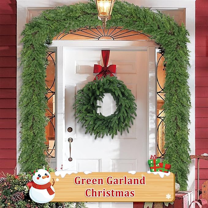 9 Ft Real Touch Christmas Garland Indoor with Pine Cone,Thick and Lush，Soft Bendable Mantle Garland Christmas, Lifelike Cedar Garland, Christmas Garland for Mantle,Indoor Christmas Decorations