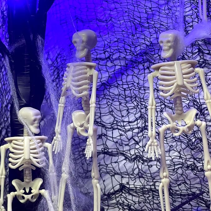 10 Pcs Halloween Mini Skeleton Figurine Decoration,6”Halloween posable Skeleton Decor,Small Plastic Skeleton Figure for Spooky Home Decor Haunted House Decorations Party Favors