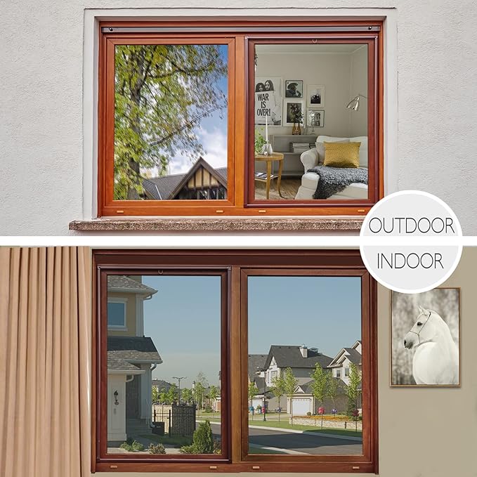 HIDBEA Window Film Daytime Privacy, Heat Control Sun Blocking Anti UV Non-Adhesive Self Static Cling One Way Mirror Window Tint for Home (Silver, 35.4 Inch x 8.2 Feet)