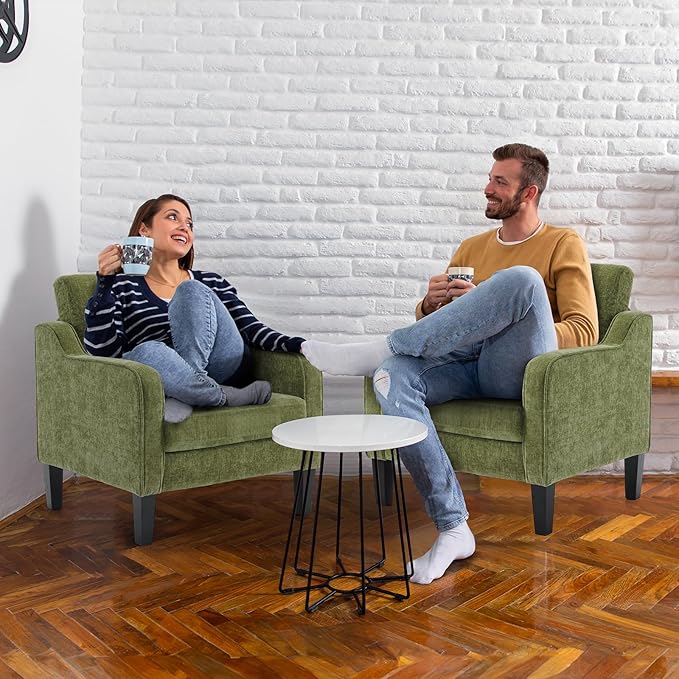 VINGLI Accent Chair for Living Room Chairs Olive Green Reading Chair for Bedroom Scooped Arm Chair Mid Century Modern Accent Chairs Upholstered Comfy Chair for Apartment, Waiting Room