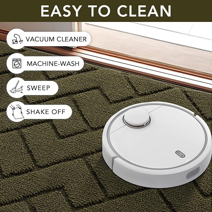 hicorfe Indoor Door Mat,Non Slip Door Mats,32"x48" Front Back Door Mat Rubber Backing,Absorbent Resist Dirt Entrance Inside Floor Mats for Entryway Washable Low-Profile(Oliver Green)
