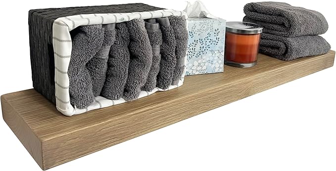 joelsantiques 42 Inch Wooden Floating Shelves for Wall - 42x8x2 in - Made of Natural Wood - Heavy Duty Rustic Wall Shelves Made in USA - Perfect for Living Room, Kitchen - Natural