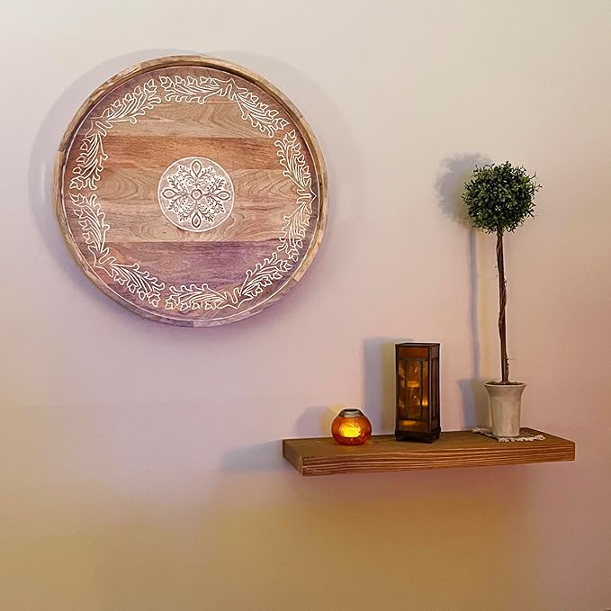 joelsantiques - 18 Inch Wooden Floating Shelves for Wall - 18x8x2 in - Made of Natural Wood - Heavy Duty Rustic Wall Shelves for Bedroom - Perfect for Living Room, Kitchen - Medium Brown