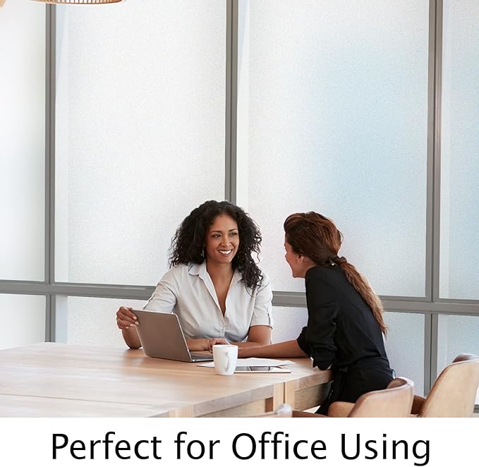HIDBEA Frosted Window Privacy Film Heat Control UV Blocking, Static Cling Non-Adhesive Reusable Door coverings for Bathroom Home Office (Frosted 23.6 Inch x 13.1 Feet)