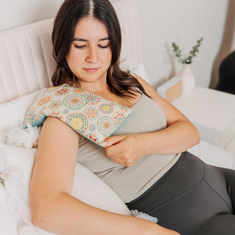 Large Microwave Heating Pad with Flax Seed, Scented or Unscented, Good For Back Pain or Cramps, Moist Heat Therapy or Ice Pack, Microwavable Bean Bag, 6" x 12" (Lemon, Lavender)