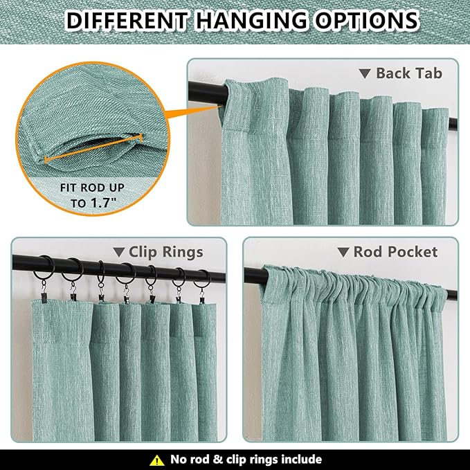 MYSKY HOME Sheer Curtains 63 Inch Length for Bedroom, Window Curtain Panels Light Filtering Privacy Protect Drapes Set, Boho Farmhouse Style Texture Soft Touch, 50" x 63", Turquoise, 2 Panels