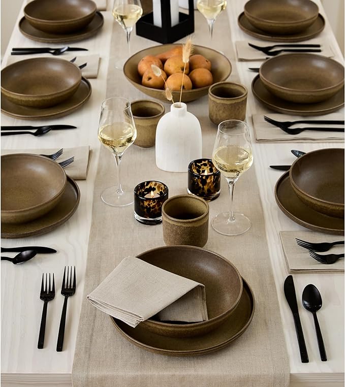 Solino Home Linen Natural Table Runner 132 Inches Long - 100% Pure Linen Extra Long Table Runner 14 x 132 Inch for Fall, Autumn, Thanksgiving - Fete