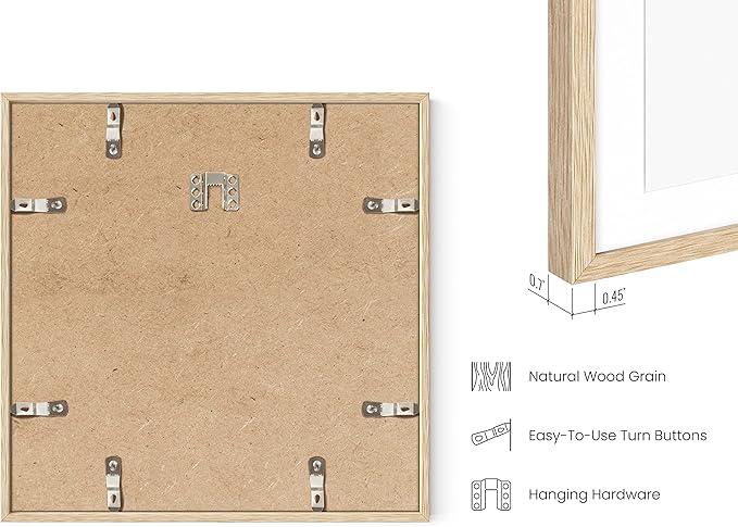 HAUS AND HUES Square Picture Frames Set of 25 - Wooden 12x12 Frames with Mat, Gallery Wall Set (Beige Oak)