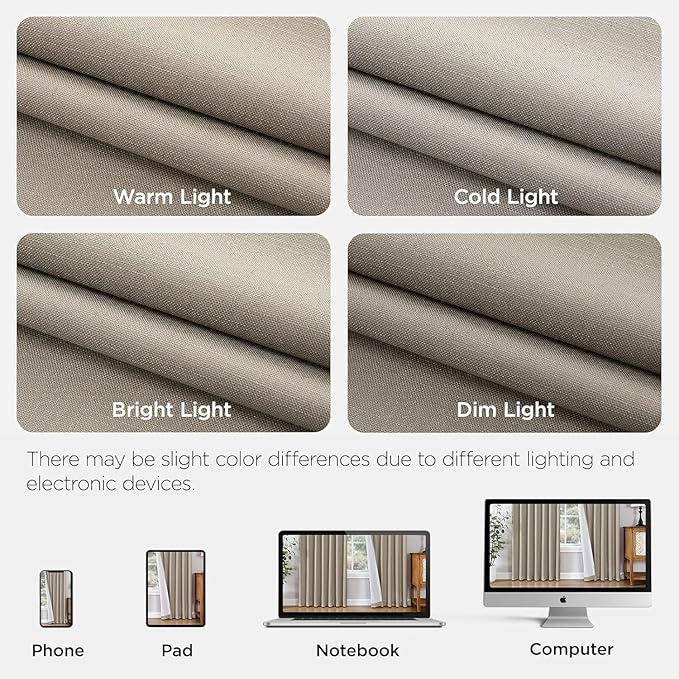 Joydeco Pinch Pleated Linen Curtains for Living Room, 100% Blackout Darkening Curtains 72 inches Length 2 Panel Thermal Insulated Pinch Pleat Drapes(Cobblestone,40'' Wx72'' L)