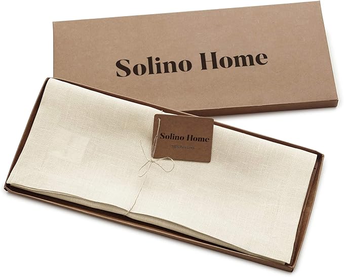 Solino Home Linen Ivory Table Runner 108 Inches Long - 100% Pure Linen 14 x 108 Inch Table Runner for Dining, Fall, Autumn, Thanksgiving - Fete