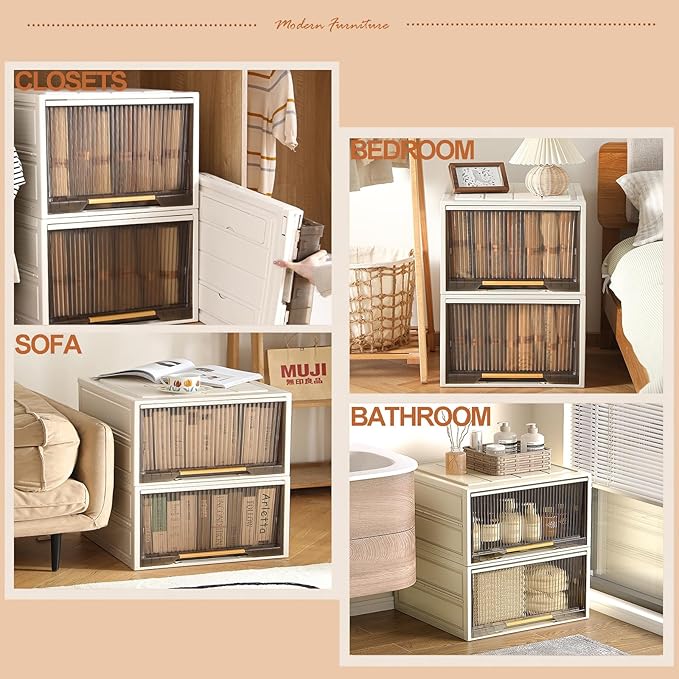 Plastic Storage Bins with Lids, Clothes Folding Storage Box and Closet Organizers and Containers for Home, Closet Stackable Storage for Home, Office, Dorm