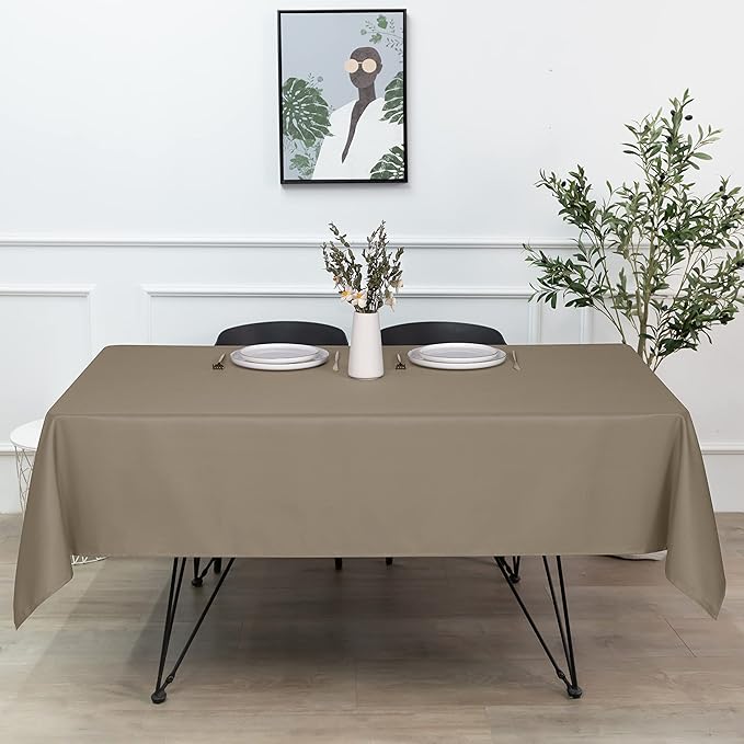 sancua Square Tablecloth - 60 x 60 Inch - Stain and Wrinkle Resistant Washable Polyester Table Cloth, Decorative Fabric Table Cover for Dining Tables, Buffet Parties and Camping, Taupe