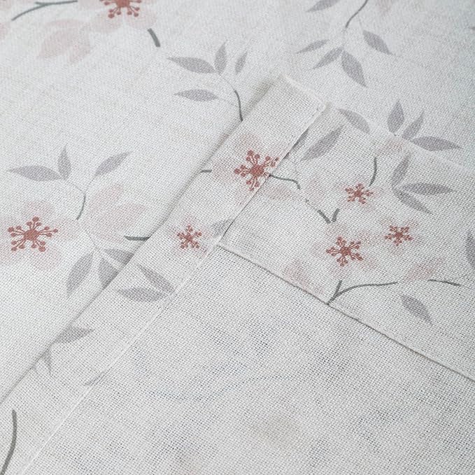 Pink Floral Pinch Pleated Linen Curtains - 2 Panels of Privacy Light-Filtering Printed Curtains Suitable for Dining Rooms and Farmhouses.52 Inches Wide by 96 Inches Long