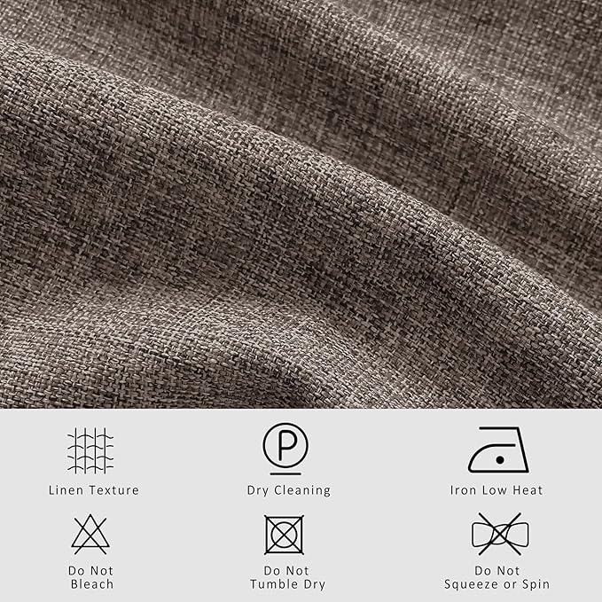 Macochico Pinch Pleated Full Blackout Curtains for Bedroom Living Room Light Coffee Linen Curtains Thermal Insulated and Noise Reducing Window Panels with Tieback Shabby Chic Decor 84”Wx84”L 1 Panel