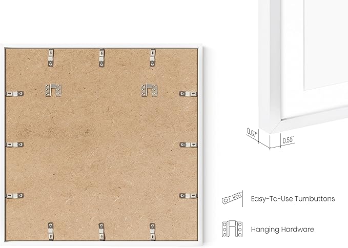 HAUS AND HUES 20x20 White Metal Picture Frames Matted to 16x16 - Features Premium Aluminum & Hanging Hardware, Shatterproof Plexiglass - Ideal for Home, Room, Office (20x20 in, White, Set of 3)
