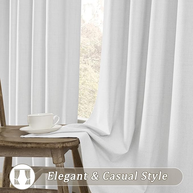 RAIN CITY Snow White Window Long Curtains 108 Inches Long Room Darkening Moder Rustic Ceiling to Floor Curtains for Living Room Blackout Hook Track Drapes 2 Panels 108 Length