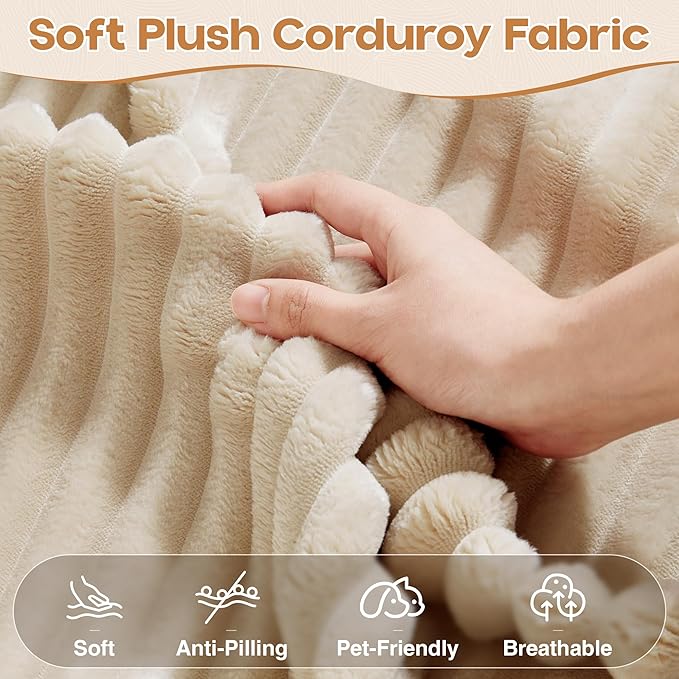 Cloud Sectional Couches for Living Room,U Shaped Modular Sofas No Assembly,165x107 Inches Plush Corduroy Oversized Floor Couch Set with Deep Seat Chaise,Beige