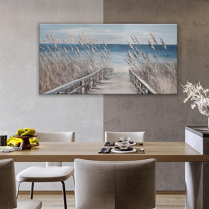 Canvas Wall Art Decor Large Wall Art for Living Room Vintage Coastal Wall Art Prints Landscape Beach Wall Art Decorations Blue Artwork for Walls Bedroom Office Kitchen Wall Decor 24" X 48"