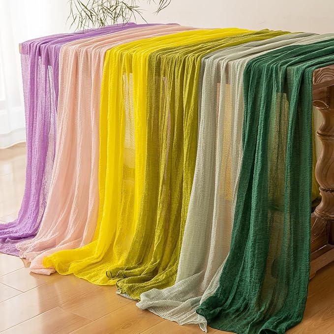 Forest Green Gauze Rustic Cheesecloth Table Runner 120 Inch 10 FT for Wedding Baby Shower Bridal Shower Birthday Engagement Garden Outdoor Party Long Sheer Boho Decorations
