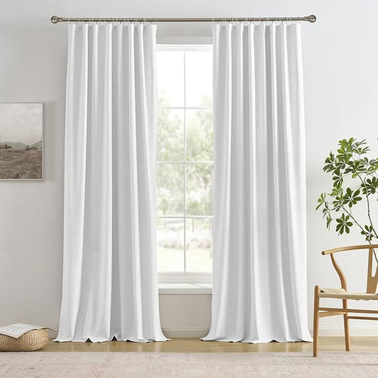 RAIN CITY Snow White Window Long Curtains 108 Inches Long Room Darkening Moder Rustic Ceiling to Floor Curtains for Living Room Blackout Hook Track Drapes 2 Panels 108 Length
