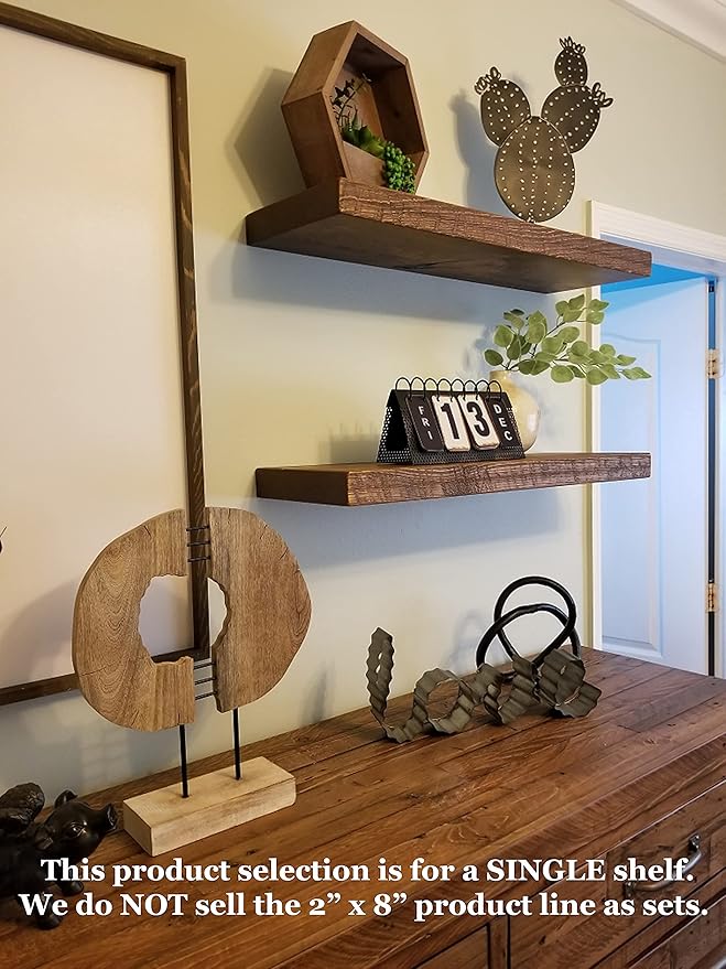 joelsantiques 54 Inch Wooden Floating Shelves for Wall - 54x8x2 in - Made of Natural Wood - Heavy Duty Rustic Wall Shelves for Bedroom - Perfect for Living Room, Kitchen - Medium Brown