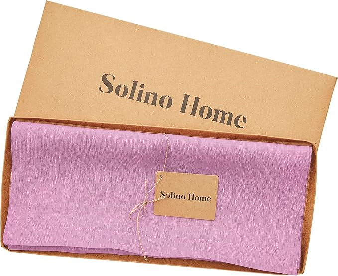 Solino Home Linen Violet Table Runner 120 Inches Long - 100% Pure Linen Dining Table Runner 14 x 120 Inch for Halloween - Fete
