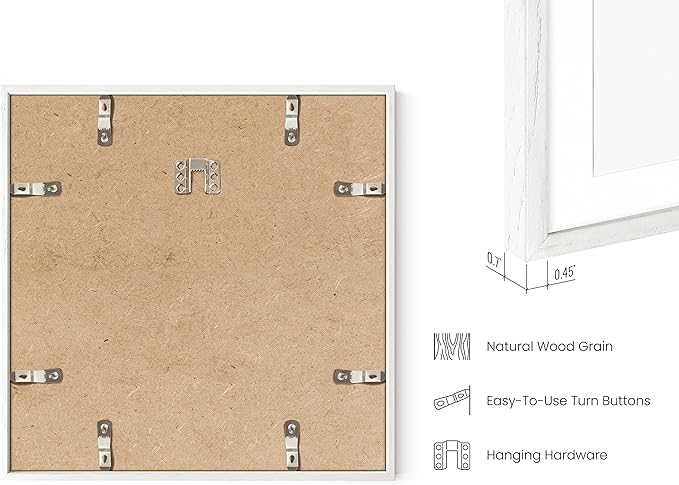 HAUS AND HUES Square Picture Frames 12 x 12 Set of 25 - Photo Gallery Wall Frame Set, Wood Frames With Mat, White Oak