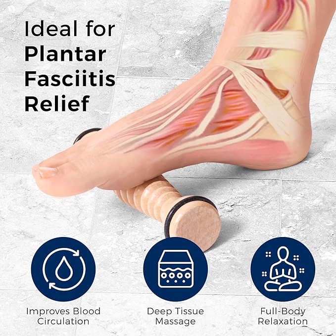 TOFL - Wooden Foot Massager - Natural Acupressure Reflexology Massage Roller for Relaxation and Stress Relief
