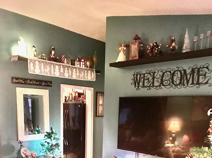 Joel's Antiques 54 Inch Wooden Floating Shelves for Wall - 54x8x2 in - Made of Natural Wood - Long Heavy Duty Wall Shelves - Made in USA NO TARIFFS - Perfect for Living Room, Kitchen - Mocha