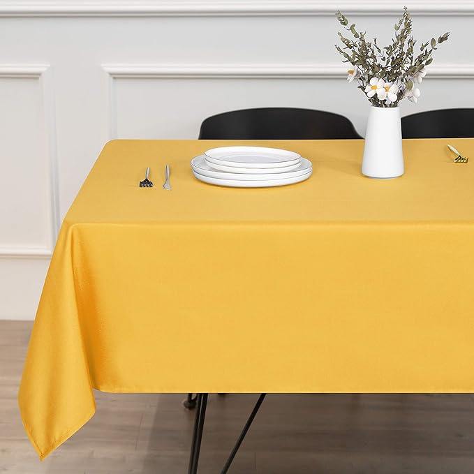 sancua Rectangle Tablecloth - 54 x 108 Inch - Stain and Wrinkle Resistant Washable Polyester Table Cloth, Decorative Fabric Table Cover for Dining Tables, Buffet Parties and Camping, Yellow