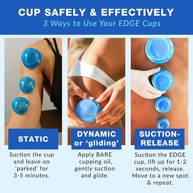 Silicone Cupping Therapy Set Professional Massage Cupping Cups for Cupping Therapy 4 Cup Kit for Massage, Myofascial Release, Cellulite Reduction (Lure Blue)