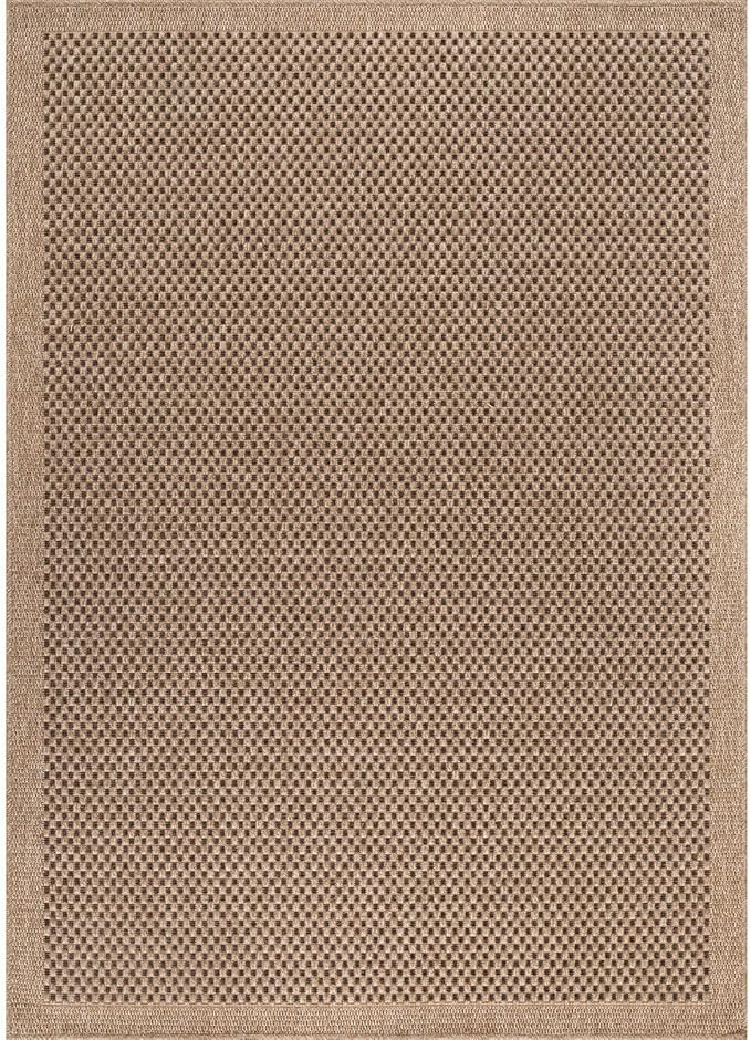 CAMILSON Easy Jute Rug 10x14, Indoor Outdoor Natural Color Fiber Area Rugs for Living Room Patio and Kitchen Rug, Sisal Boho Woven Design, Easy-Cleaning, Washable Outside Carpet Alfombras (10 x 14)