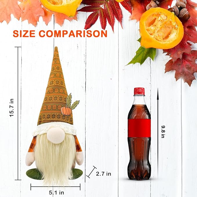 Lovinland Fall Decor - Fall Decorations for Home - Cute Thanksgving Gnomes Plush Doll for Office, Indoor, Room, Mantel, Shelf, Tiered Tray, Porch, Desk, Harvest Table Centerpieces - Autumn Gifts