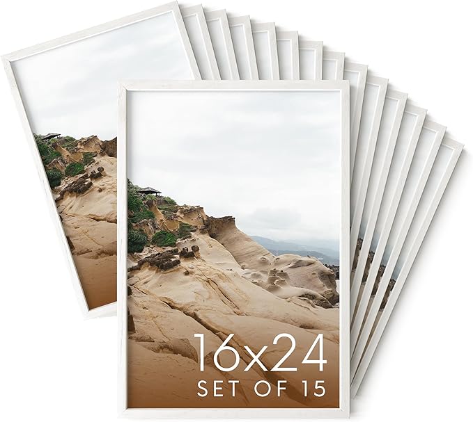 Haus and Hues 16x24 White Oak Wood Picture Frames Set of 15 - Premium Bulk Picture Frames 16x24 Bundle - Elegant Gallery Wall Frame Set for Posters, Art Display - Ideal for Wall Decor in Home & Office