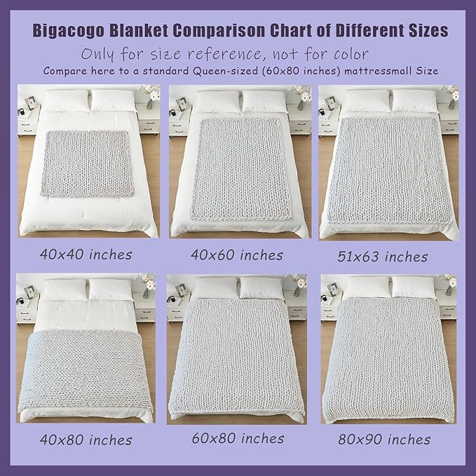 Bigacogo Chunky Knit Throw Blanket for Couch, 40x60 inches, 100% Hand Knitted with Thick Jumbo Chenille Yarn, Cozy Soft Large Rope Knot Cable Crochet Blankets for Sofa Bed Living Room, Peach Fuzz
