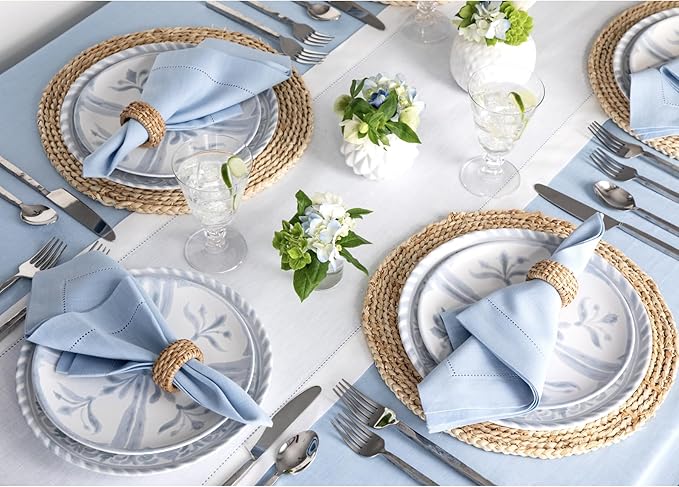 Solino Home Linen White Table Runner 120 Inches Long - 100% Pure Linen Hemstitch 14 x 120 Inch Table Runner for Dining, Fall, Autumn, Halloween, Thanksgiving - Classic Hemstitch