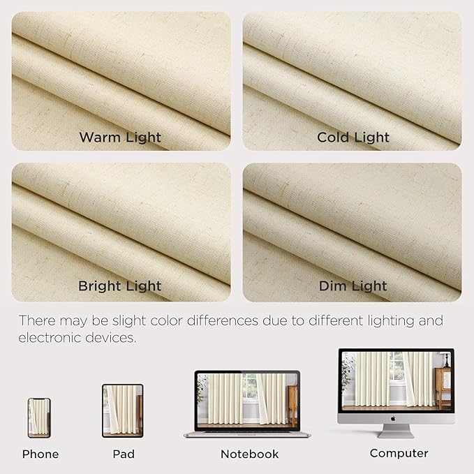 Joydeco Pinch Pleated Linen Curtains Darkening Drapes for Bedroom, 100% Blackout Drapes 96 inches Long 2 Panels Heat Blocking Curtains(Linen,40'' Wx96'' L)