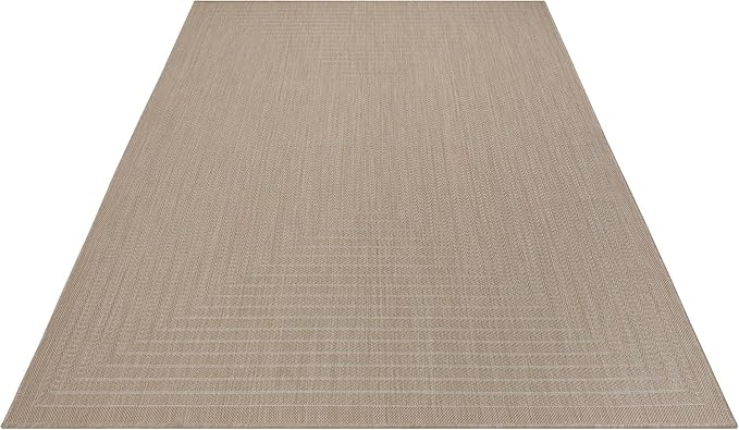 Adiva Rugs Outdoor Indoor Area Rug, Weather Resistant, Easy to Clean, Stain Resistant Floor Mat for Dining Room, Backyard, Deck, Patio (Natural Beige, 2'6" x 7')