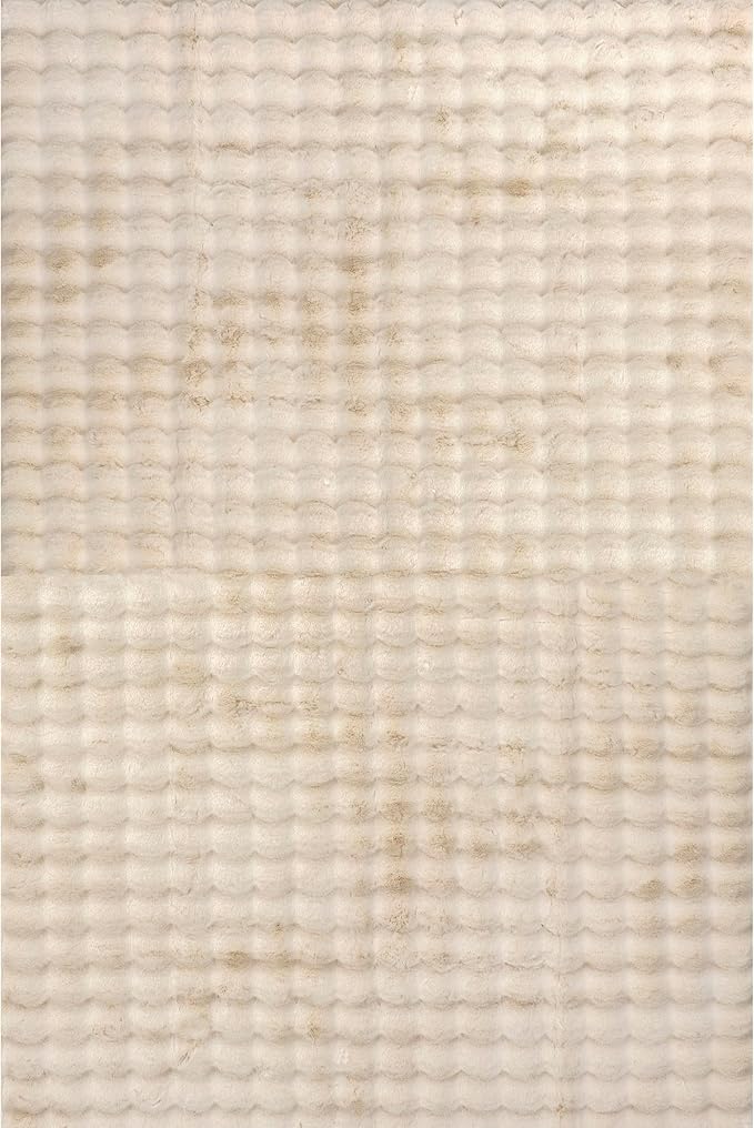 nuLOOM 7'6' x 9'6' Cozy Plush Area Rug, Machine Washable, Non-Slip, Soft Fluffy Shag Carpet for Living Room Bedroom Kids Room Nursery Home Decor, Jeni Beige