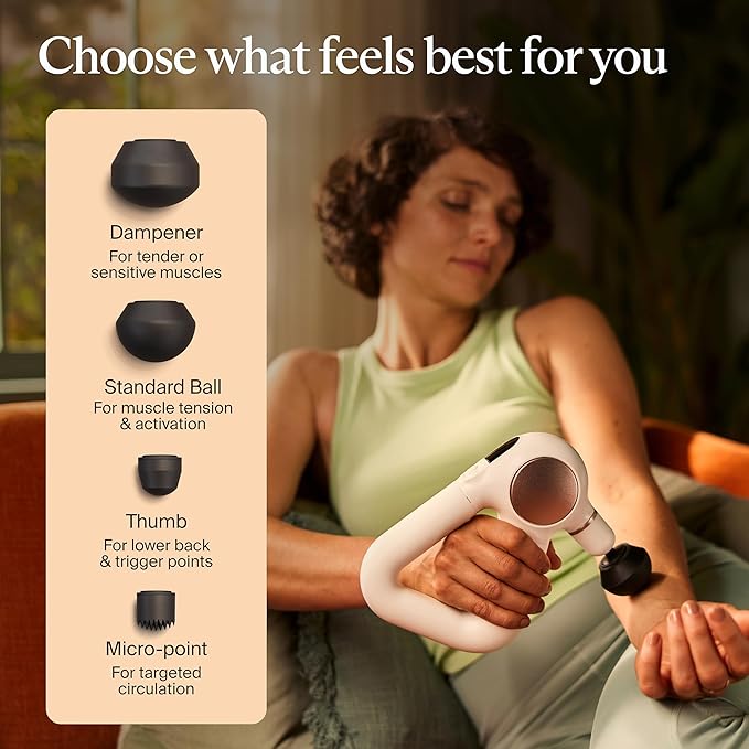 TheraGun Therabody Sense Percussion Massage Gun - Deep Tissue Personal Massager with Preloaded Routines for Stress Relief, Pain Relief & Muscle Soreness in Neck, Back, Leg, Knee, and Shoulder (White)