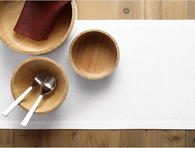 Solino Home Linen White Table Runner 90 Inches Long - 100% Pure Linen 14 x 90 Inch Table Runner for Dining, Fall, Autumn, Halloween, Thanksgiving - Fete