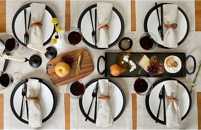 Solino Home Linen Light Natural Table Runner 60 Inches - Classic Hemstitch, 100% Pure Linen Coffee Table Runner 14 x 60 Inch Ideal for Dresser Tables - Fall, Autumn, Halloween, Thanksgiving