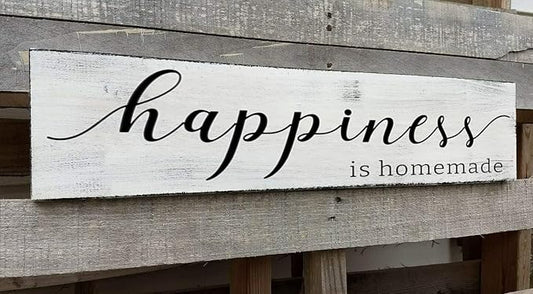 Happiness is Homemade Sign, Farmhouse Kitchen Sign,Rustic Wooden Kitchen Wall Decor for Dining Room (Happiness) 4x16 Inch